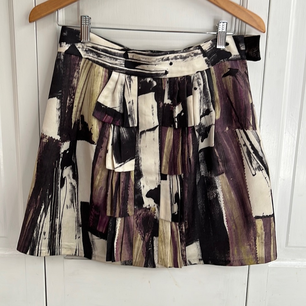 Anthropologie Abstract Print Wool and Silk Mini Skirt  By Fei fits like Size 6/8